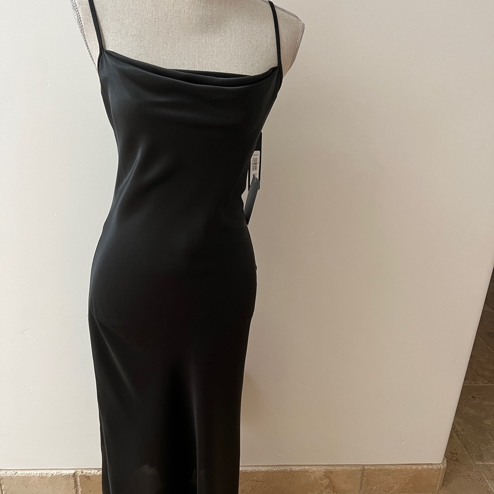 NWT BEBE satin slip dress, black, size M or XS adjustable straps, so pretty!